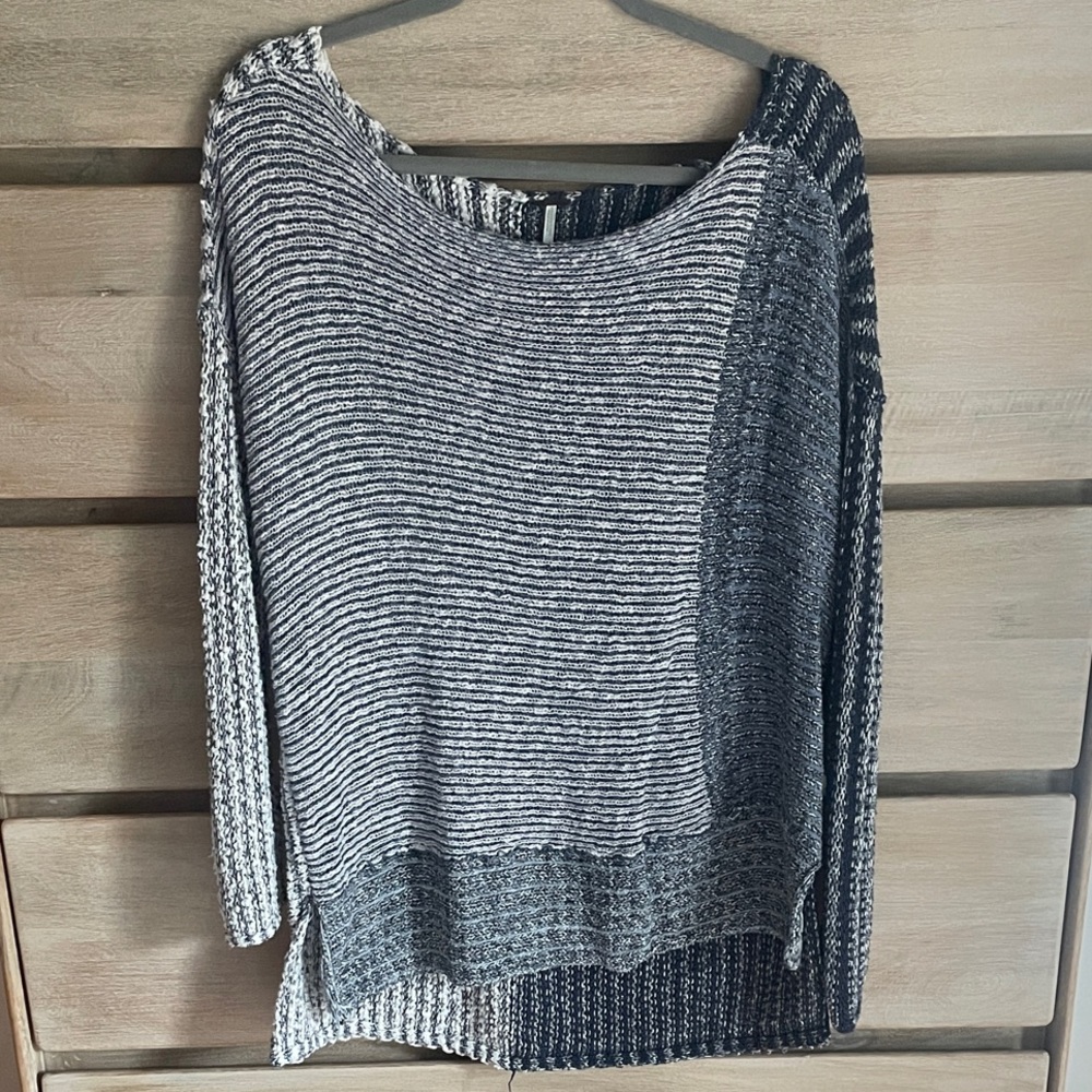 Free People Oversized Off-Shoulder Navy Sweater